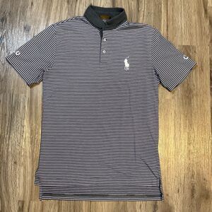 POLO GOLF‎ Ralph Lauren Gray Stripe POLO SHIRT Citi Mens Size Small big Pony